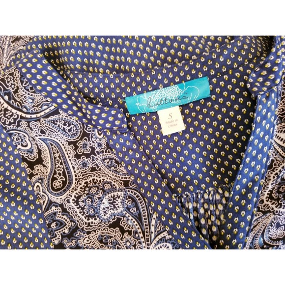 Buttons Brand Navy Blue Print Shirt Dress with Tie Women's Size Small - Picture 7 of 7